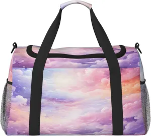 Pink Purple Nebula Universe Travel Duffel Bag with Strap Multi Pockets Sports Bag Handbag Large Shoulder Bag for Gym Weekend Fitness Camping
