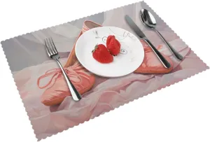 Placemats Set of 4 Washable&Wipeable Placemats,Ballet Shoe, for Dining Table Kitchen Indoor Outdoor Table Mats Heat Resistant Non Slip Woven Table Placemats
