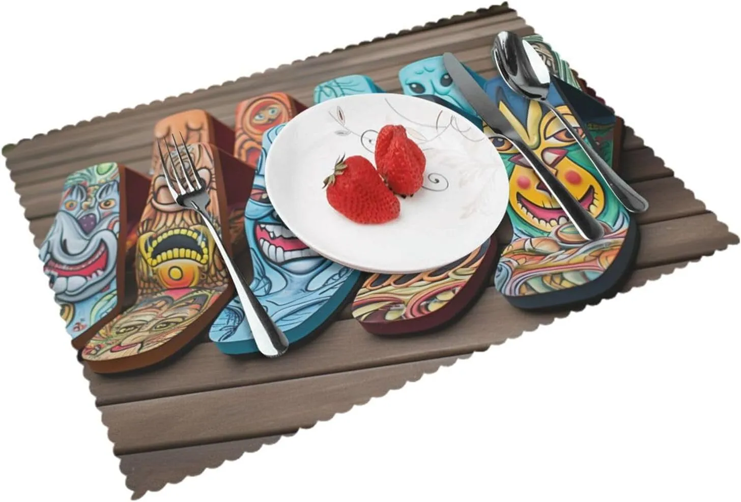 Placemats Set of 4 Washable&Wipeable Placemats,Funny Flip Flops Slippers Art Sandals, for Dining Table Kitchen Indoor Outdoor Table Mats Heat Resistant Non Slip Woven Table Placemats