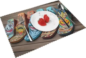 Placemats Set of 4 Washable&Wipeable Placemats,Funny Flip Flops Slippers Art Sandals, for Dining Table Kitchen Indoor Outdoor Table Mats Heat Resistant Non Slip Woven Table Placemats