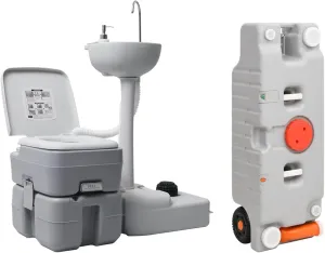 Portable Camping Toilet and Handwash Stand Set with Water Tank,Portable Toilet Potty Loo for Pool Party Camping Caravan Picnic & Festivals