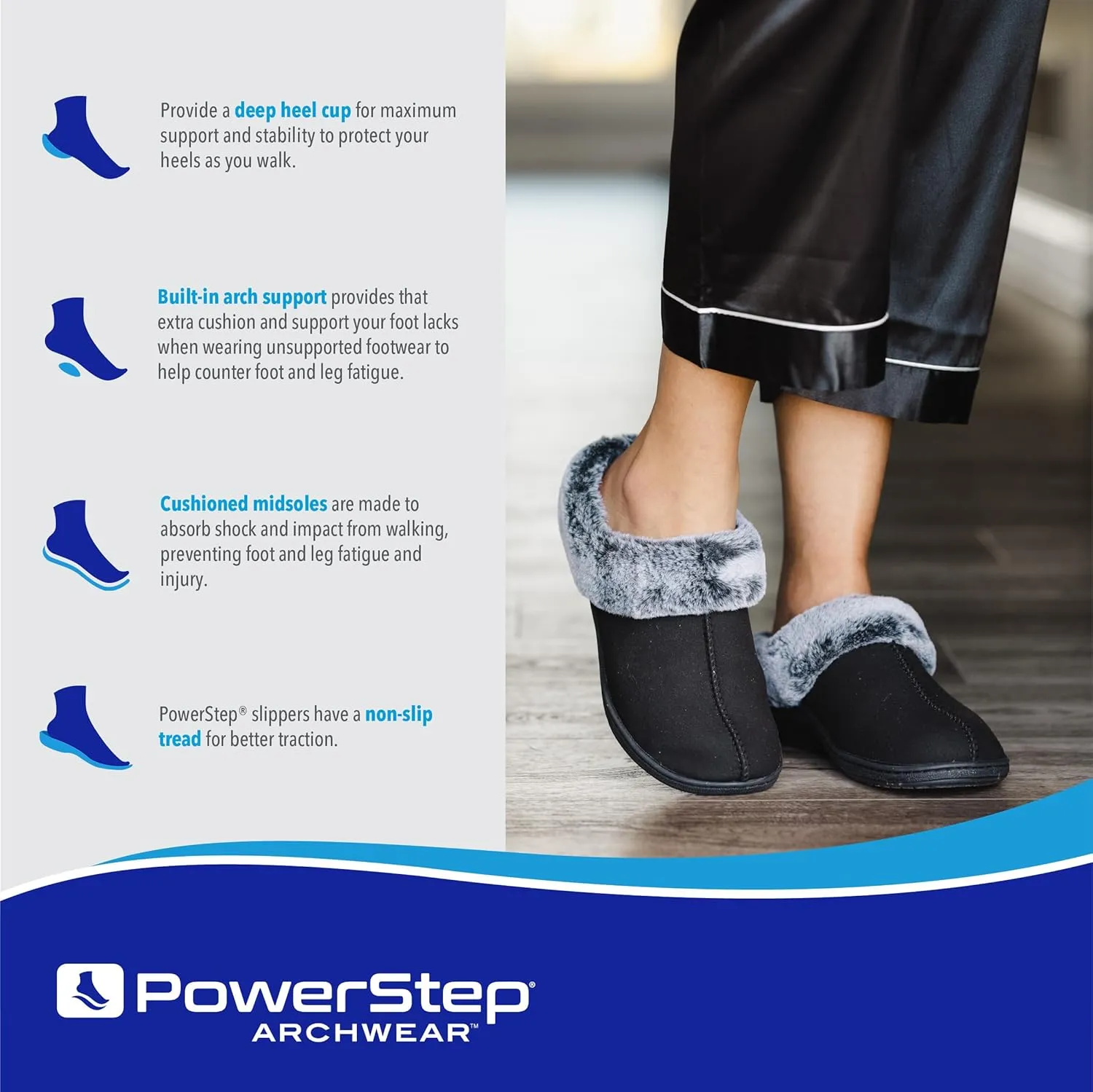 PowerStep Women's 2022 Archwear, House Shoes, Orthotic Slippers with Arch Support, Factory, 10