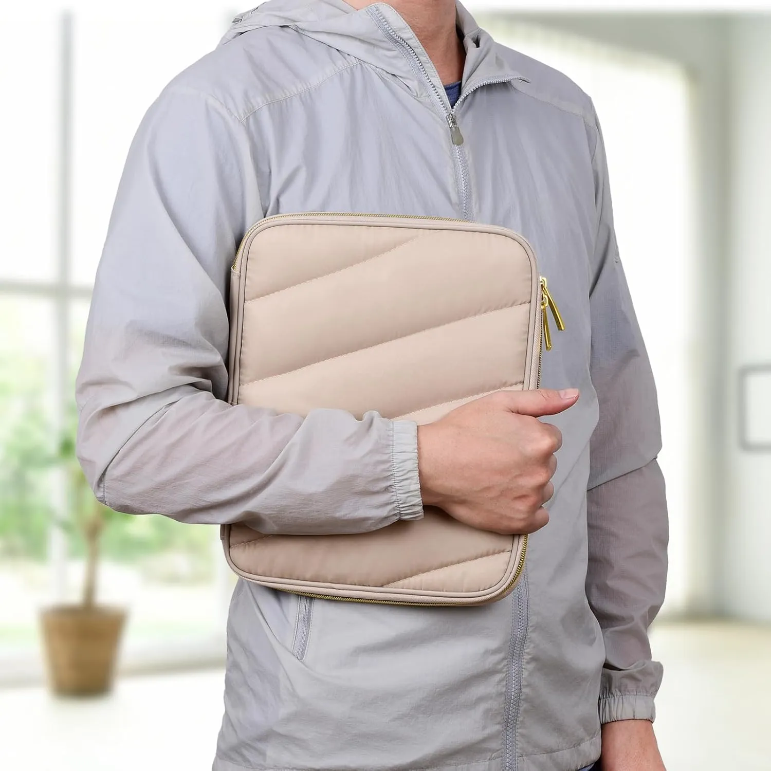 Puffy iPad Sleeve Case 11 inch, Padded Tablet Bag for iPad Pro 11-in (M4), iPad 10.9 (10th Gen), iPad Air 11-in (M2), Galaxy Tab S9/S8 (Khaki-11)