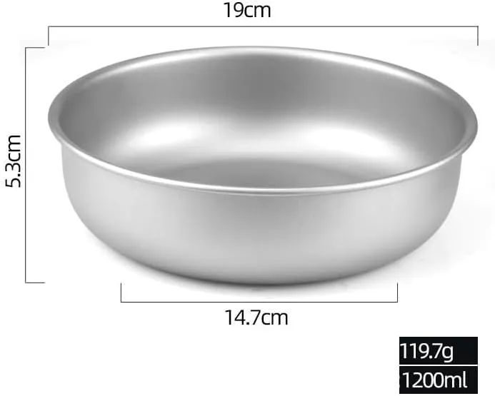 Pure Titanium Dining Bowl, Lightweight And Portable Single-layer Bowl, Suitable For Outdoor Camping And Home Use(1200ml)