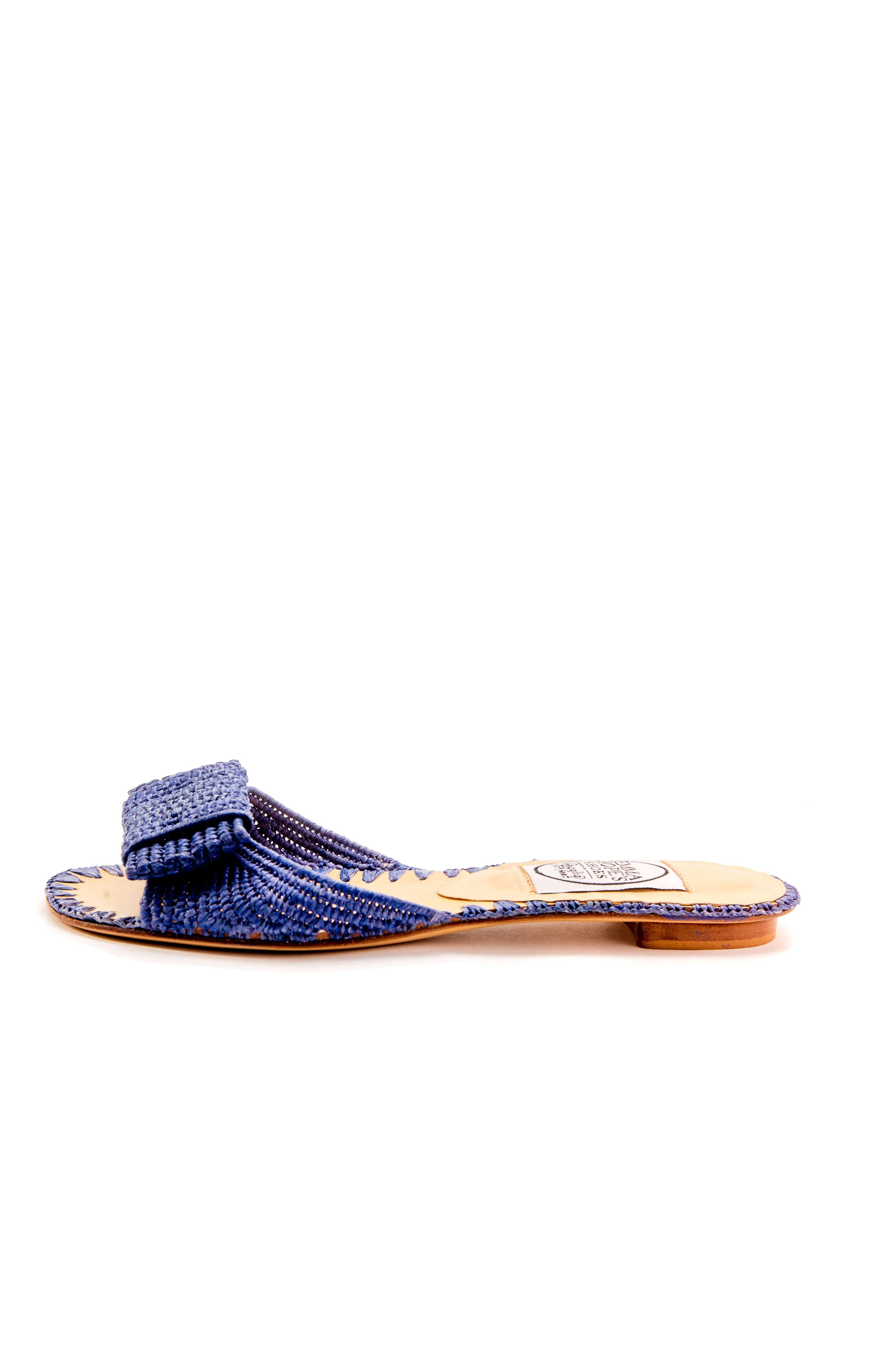 Raffia Open Flat Bow Mule-China Blue