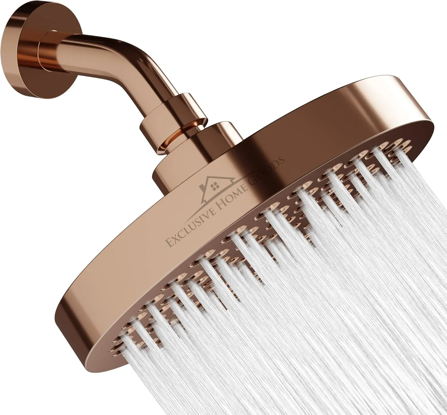 Rainfall Shower Head - 6" High Pressure Shower Heads - 1.8 GPM Shower Heads with Anti-Clog 90 Rubber Jets - 360° Rotation Adjustable Shower Head - Rustproof Bathroom Shower Head - Rose Gold