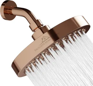 Rainfall Shower Head - 6" High Pressure Shower Heads - 1.8 GPM Shower Heads with Anti-Clog 90 Rubber Jets - 360° Rotation Adjustable Shower Head - Rustproof Bathroom Shower Head - Rose Gold