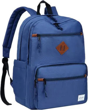 RAVUO School Backpack, Unisex Large Bookbag Water Resistant Lightweight Schoolbag Casual Daypack for High School/College/Teens/Travel/Work for Men Women Blue
