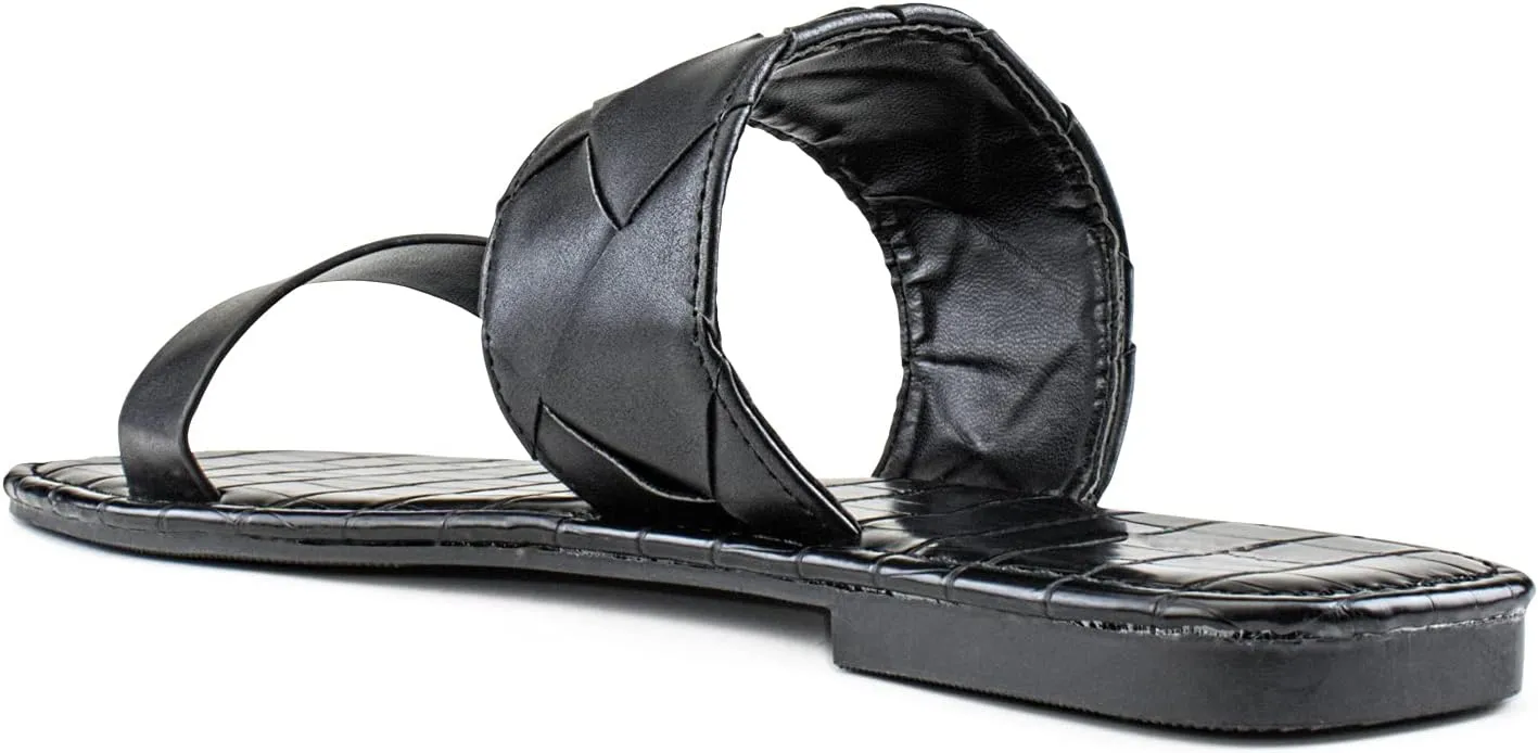 RF ROOM OF FASHION Women's Woven Double Band Slide Sandals