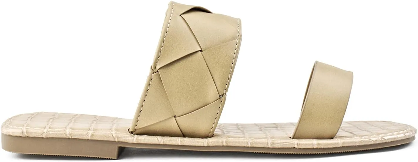 RF ROOM OF FASHION Women's Woven Double Band Slide Sandals