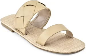 RF ROOM OF FASHION Women's Woven Double Band Slide Sandals