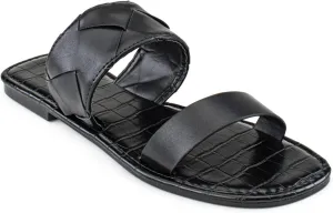 RF ROOM OF FASHION Women's Woven Double Band Slide Sandals