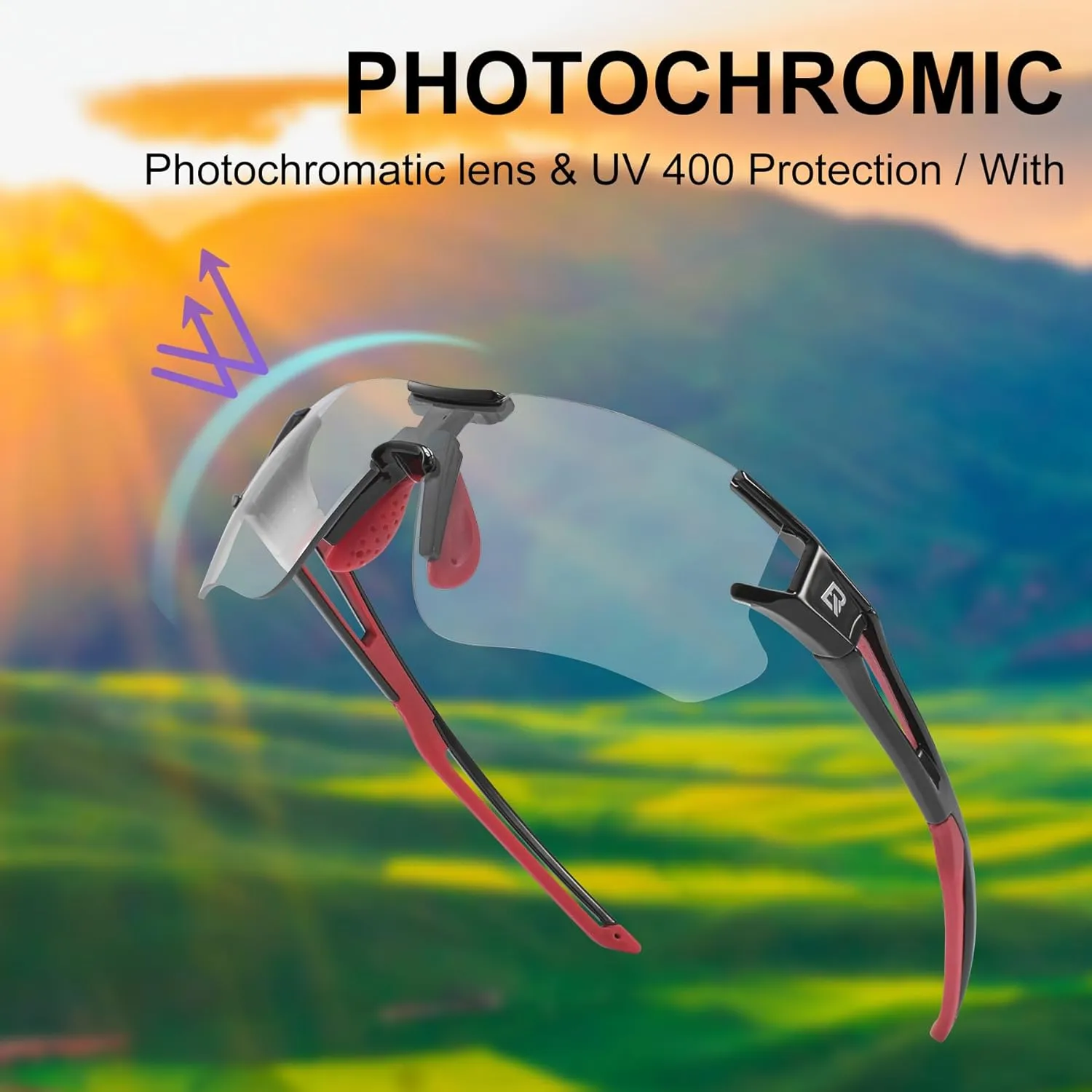 ROCKBROS Cycling Sunglasses Photochromic Bike Glasses for Men Women Sports Goggles UV Protection