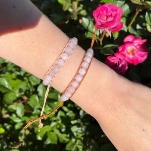 Rose Quartz Woven Leather Bracelet