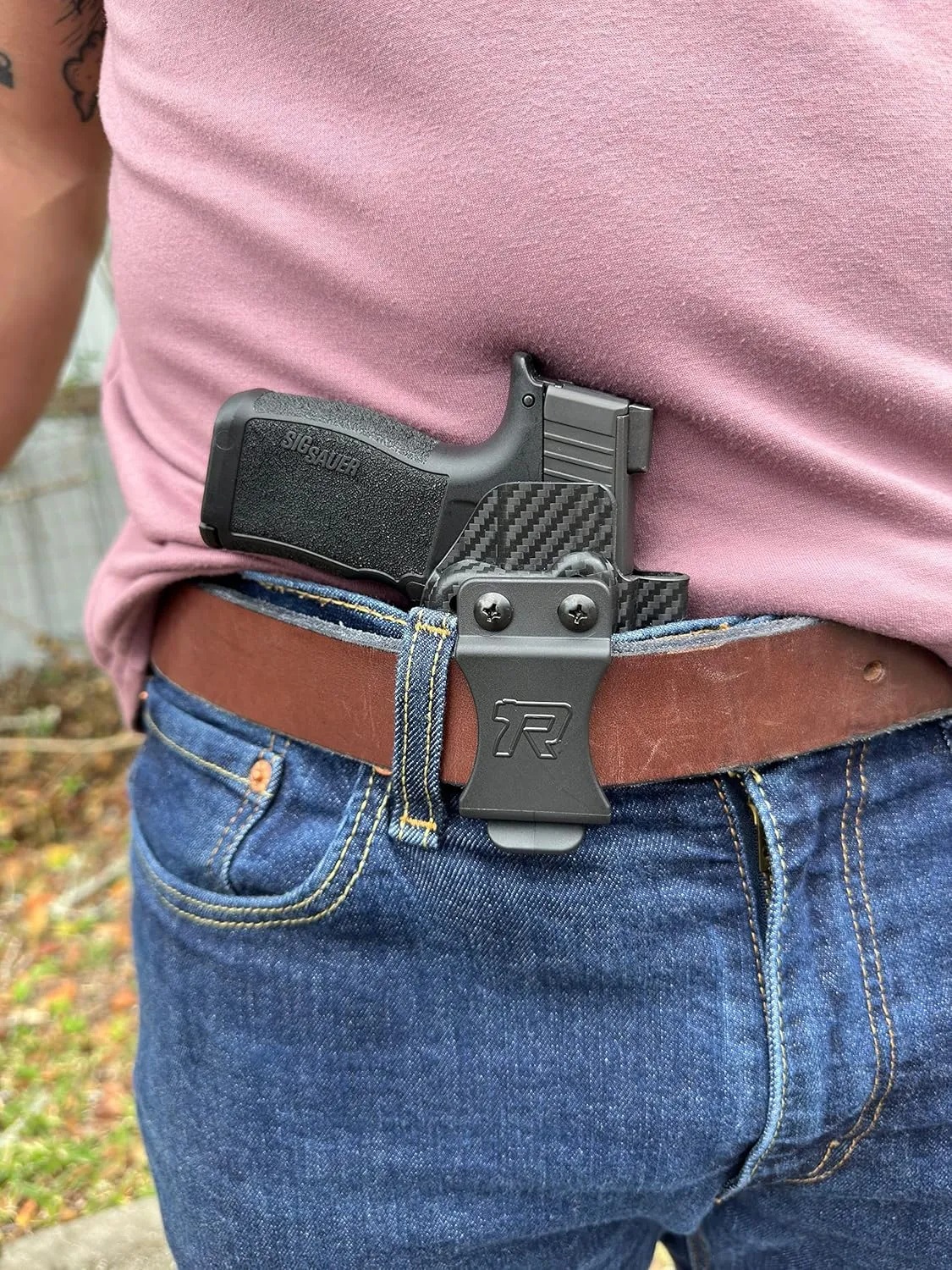 Rounded Druid IWB OWB Holster, Claw, Wedge, Inside Outside Waistband Carry, American Made, Concealment Express, Carbon Fiber Black Kydex, Optics Ready, Fits: