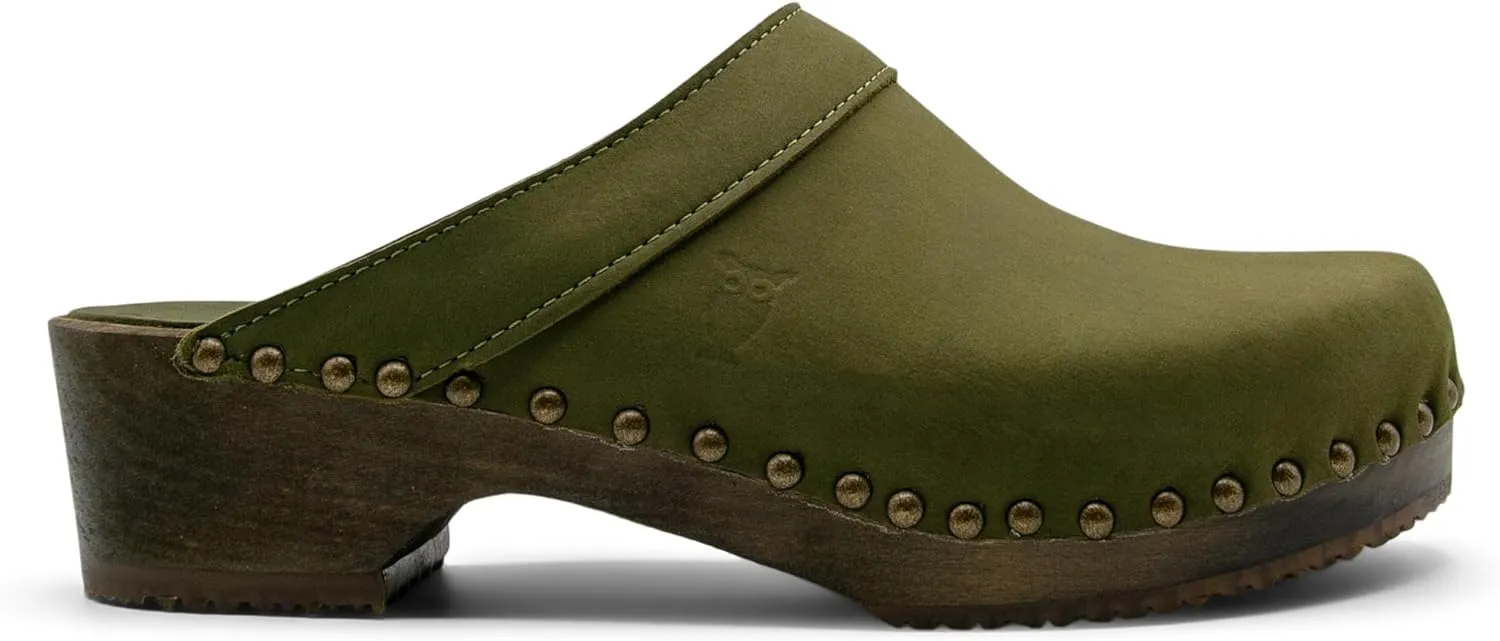 Sandgrens Handmade Swedish Wood Clogs for Men, Low Heel Mule | Bergen