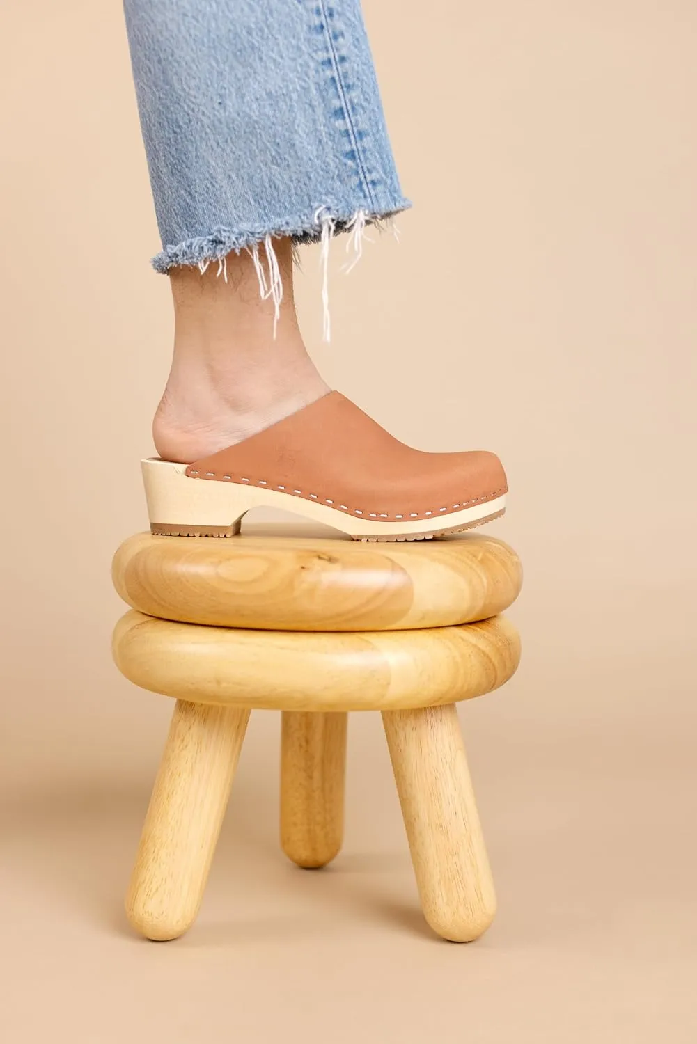 Sandgrens Handmade Swedish Wood Clogs for Women, Low Heel Mule | Austin