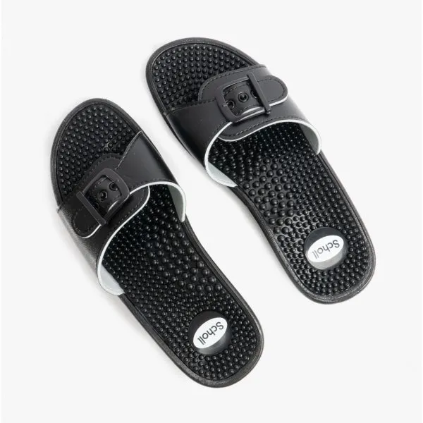 Scholl NEW MASSAGE Womens Mule Sandals Black