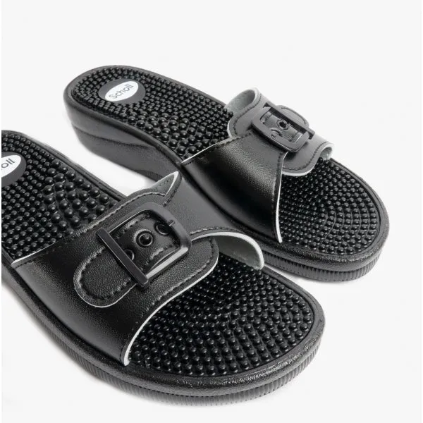 Scholl NEW MASSAGE Womens Mule Sandals Black