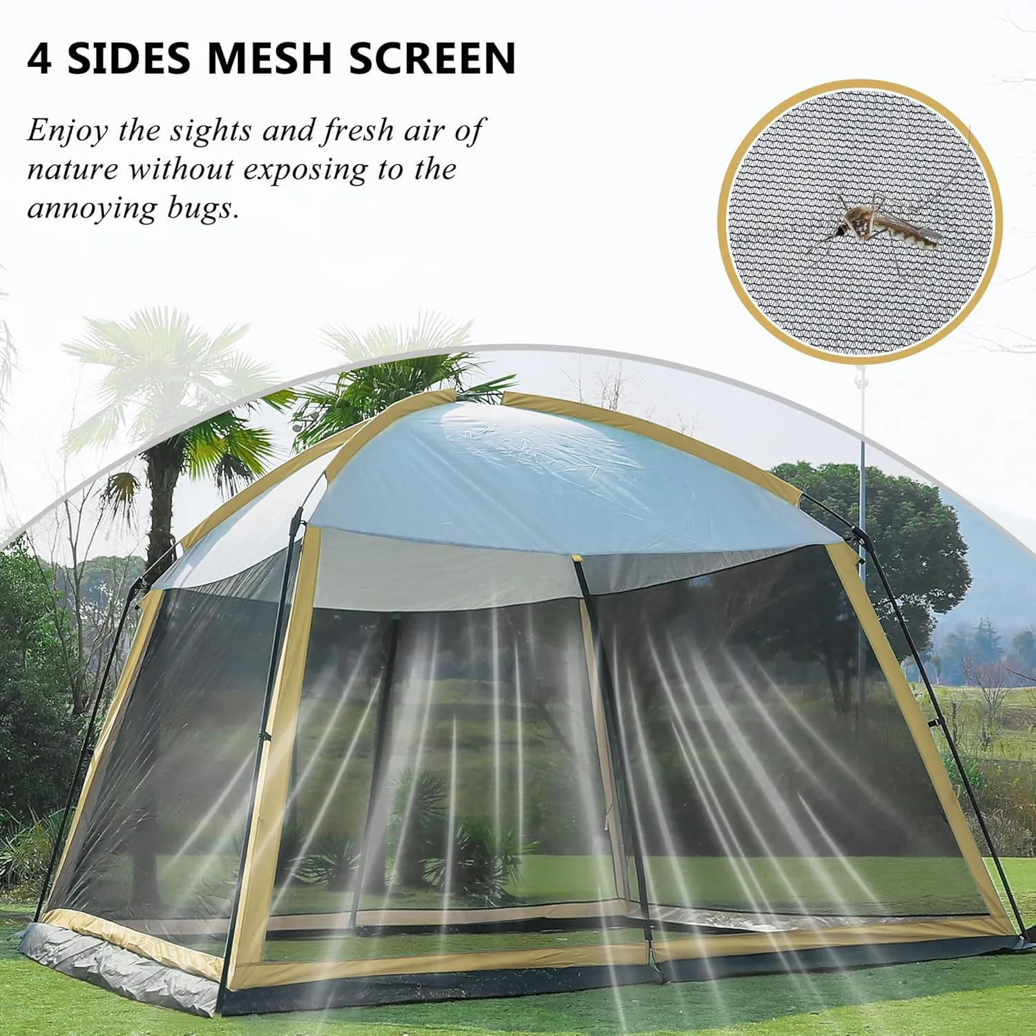 Screen House Room 11x11 Ft Mesh Net Tent Canopy Shelter Gazebo, Easy Setup & Waterproof & Sunshade, Suitable for Camping Trip, Backyard, Beach, Picnic