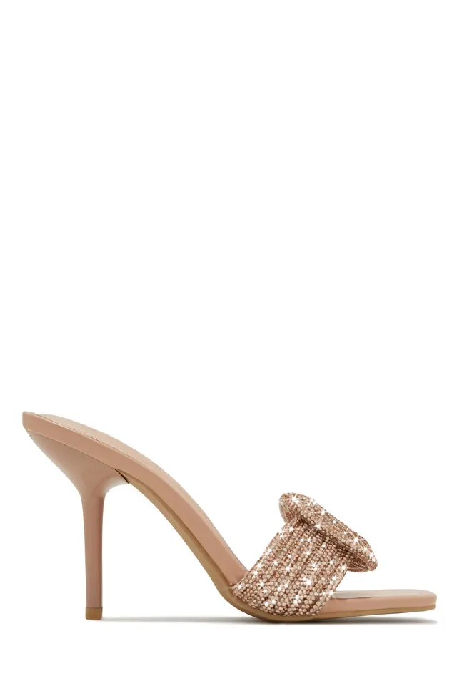 Sexy Rose Gold Rhinestone Crystal Diamante Mule Heels