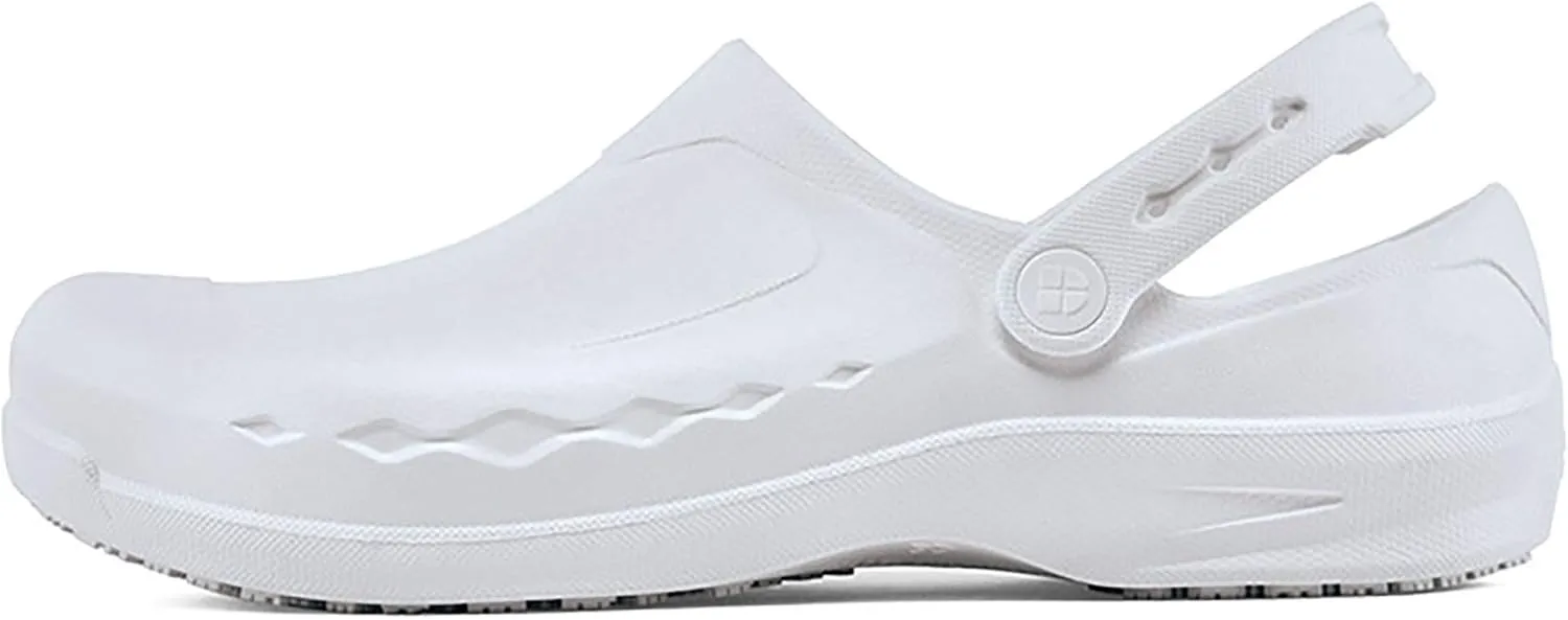 Shoes for Crews Zinc, Men's, Women's, Unisex Work Clogs, Slip Resistant, Water Resistant, White, Men's 5 / Women's 7