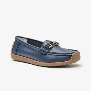 Shuropody Monterey Women's Buckle Loafers - Navy