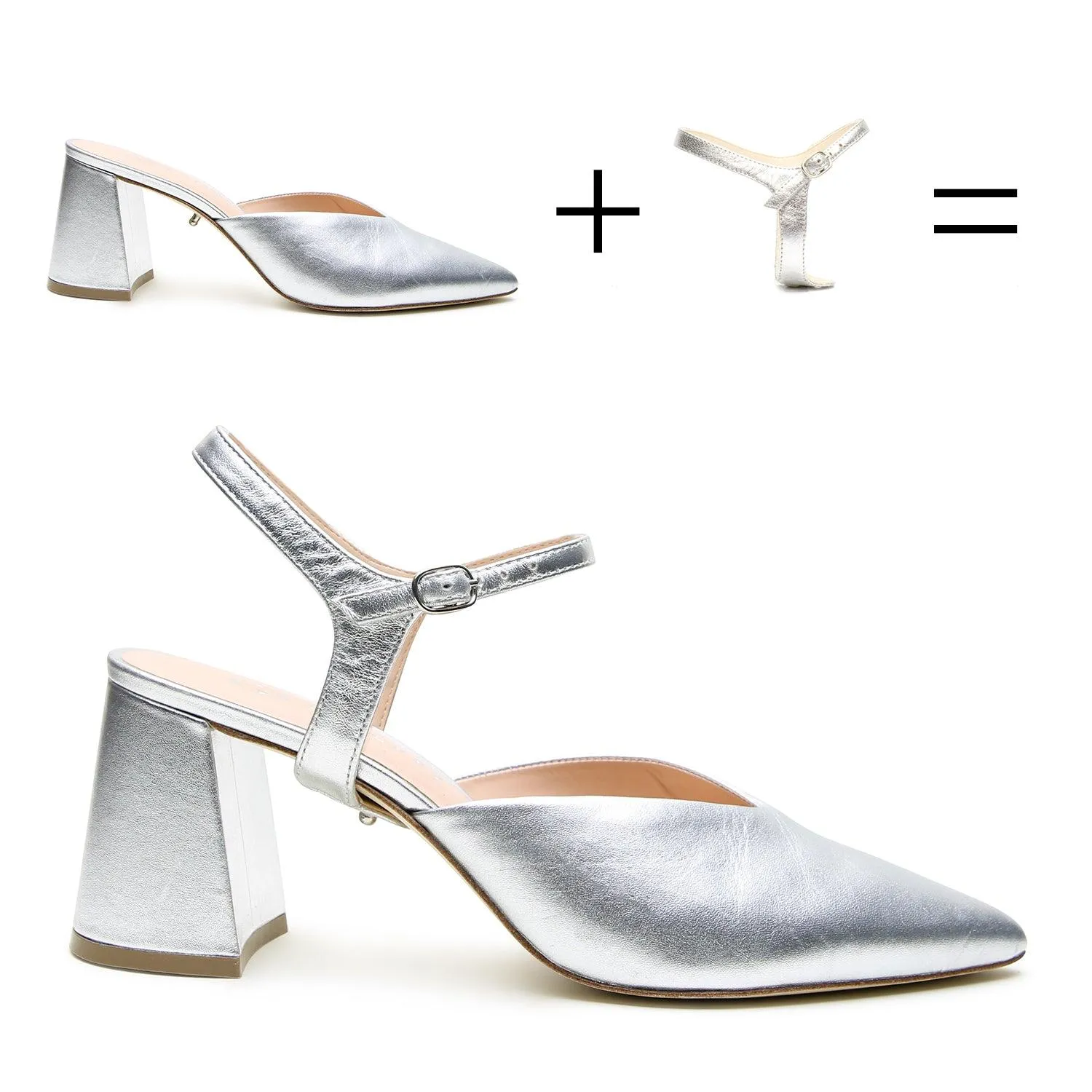 Silver V Mule   Jackie Strap
