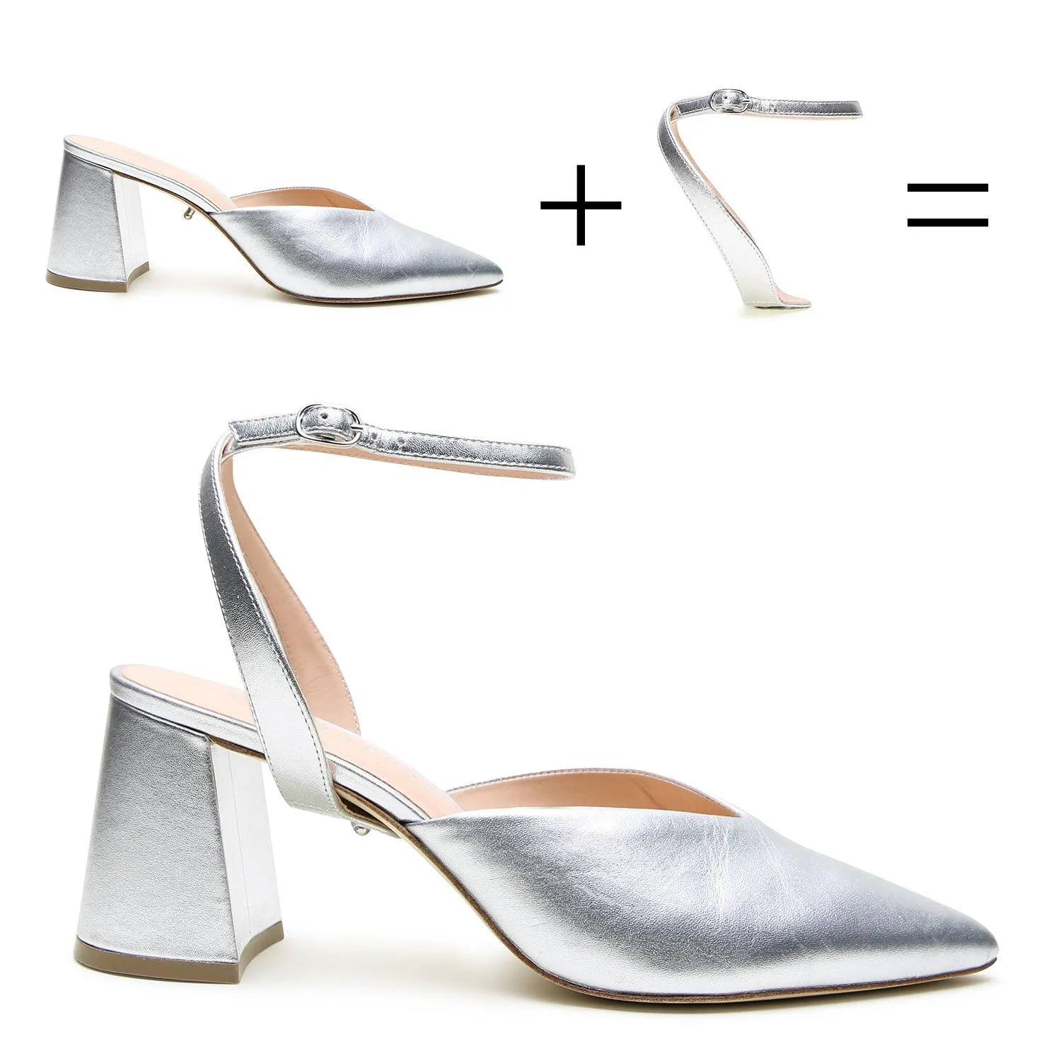 Silver V Mule   Marilyn Strap
