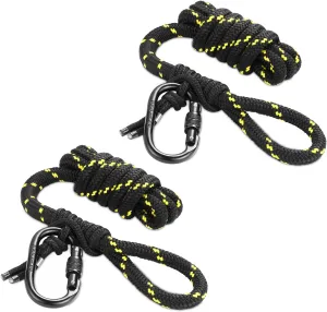 skiguard Treestand Safety Linemans Rope: Hunting Lifelines for Tree Stand & Saddle Hunting and Climbing Fall Protection, Rope-Style Tree Strap with Prusik Knot & One-Handed Lockable Carabiner