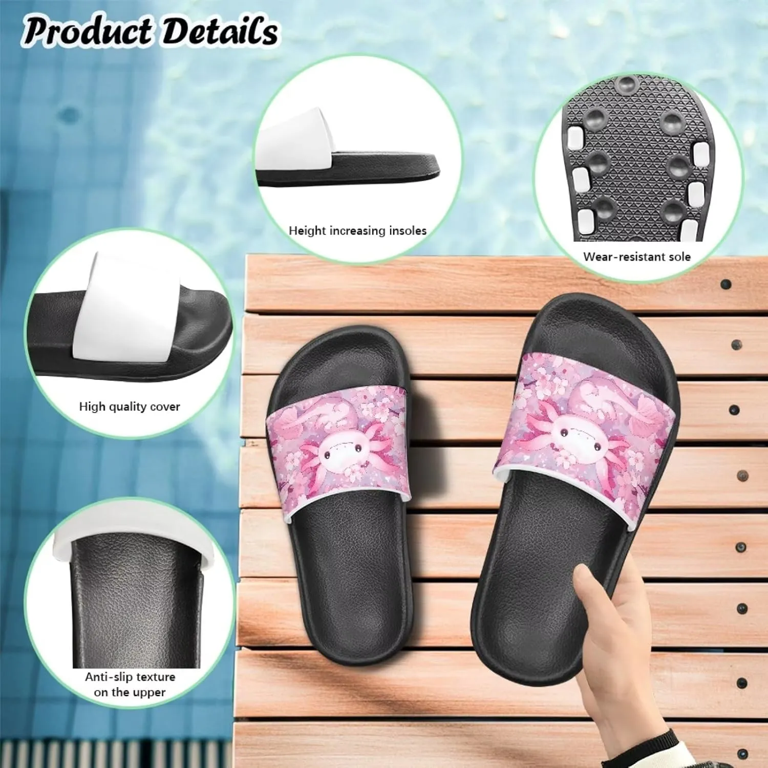 Slip On Slippers Lightweight Kids Sandals for Boys Girls Open Toe Design Comfort Drying Shower Slides