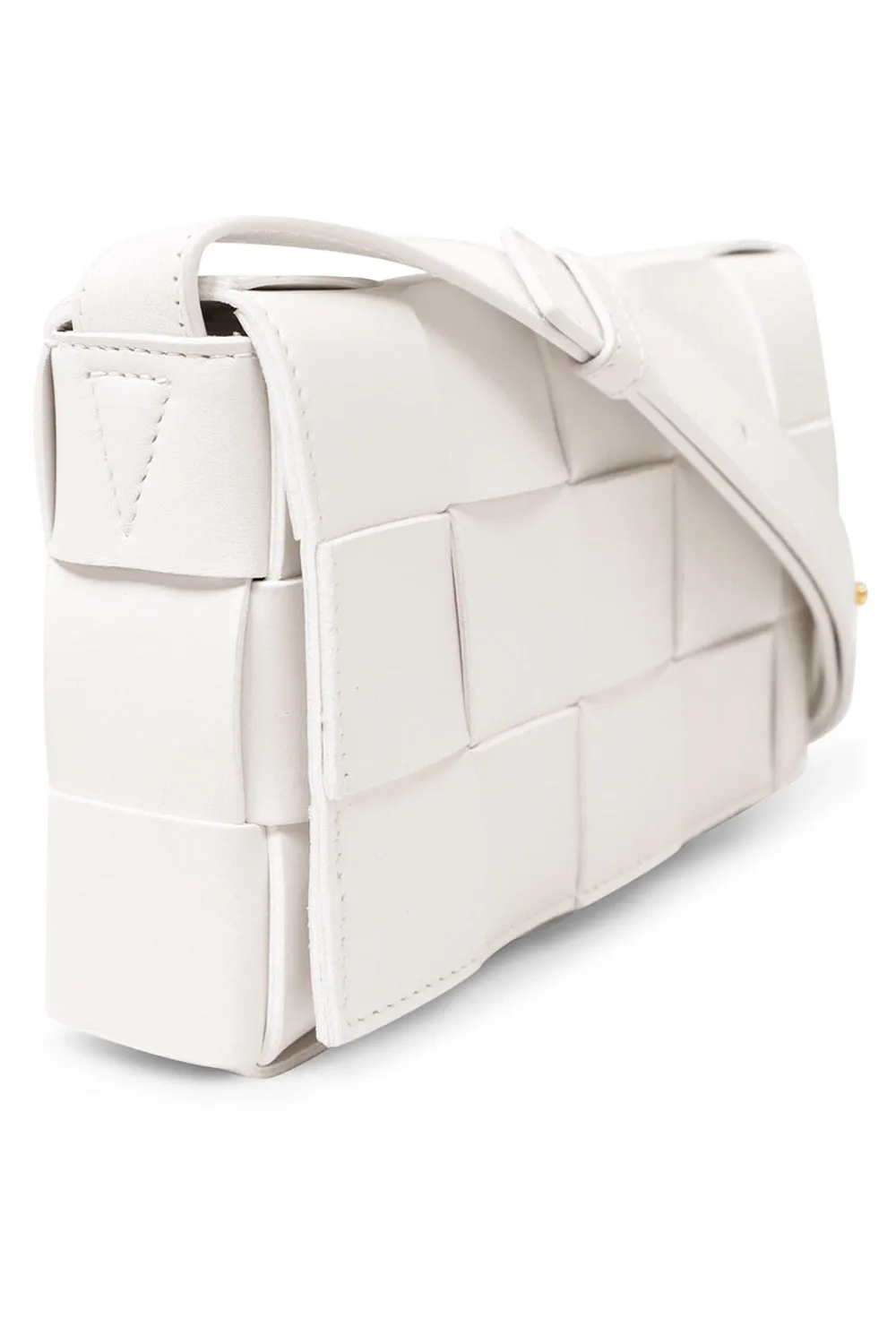 SMALL WOVEN CASSETTE BAG | WHITE/GOLD