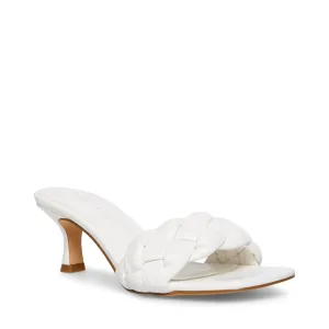 Square Toe Woven Eco Leather Kitten Heel Sandal