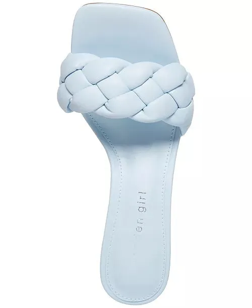 Square Toe Woven Eco Leather Kitten Heel Sandal