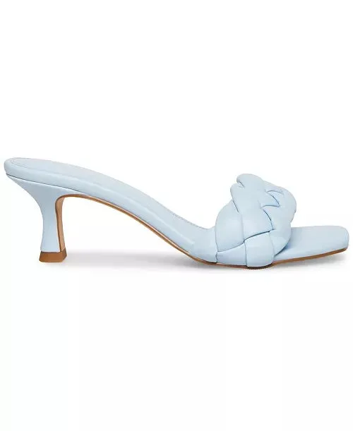 Square Toe Woven Eco Leather Kitten Heel Sandal