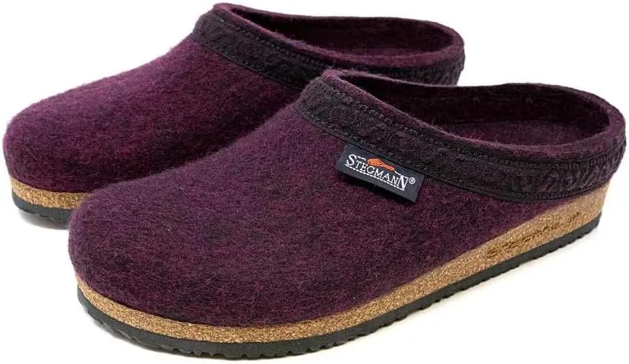 Stegmann Women's Wool Felt Clog with Cork Sole Dark Magenta, 7 Medium US