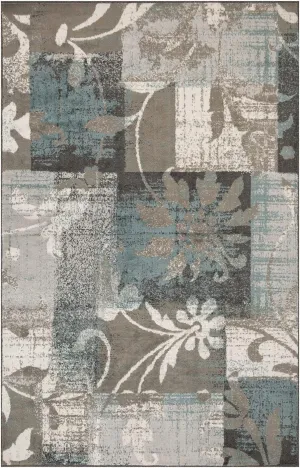 Superior Indoor Area Rug, Jute Backed, Perfect for Entryway, Office, Living/Dining Room, Bedroom, Kitchen, Floor, Modern Floral Patchwork Decor, Pastiche Collection, 2' x 3', Rivulet