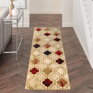 Superior Indoor Area Runner, Jute Backed, Perfect for Hallway, Living/ Dining Room, Bedroom, Office, Kitchen, Entryway, Modern Geometric Trellis Floor Decor, Viking Collection, 2' 7" x 8', Beige