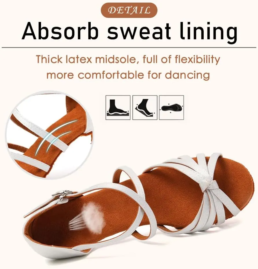 SWDZM Women's Ballroom Dance Shoes Satin Latin Salsa Professional Practice Dancing Shoes