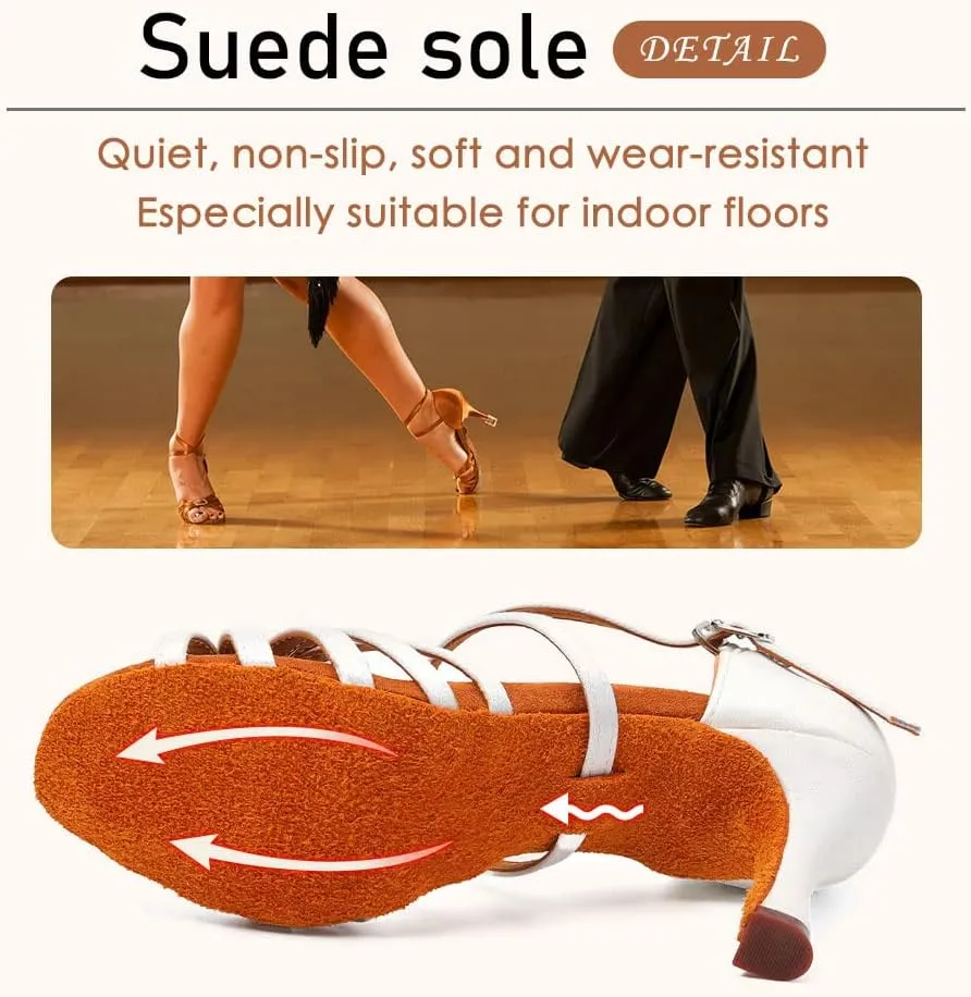 SWDZM Women's Ballroom Dance Shoes Satin Latin Salsa Professional Practice Dancing Shoes