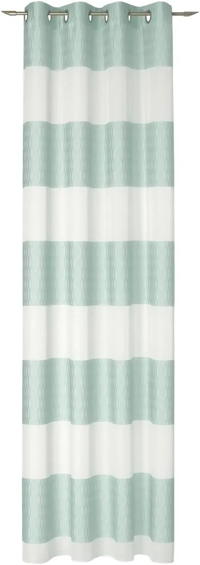 Tab-top Curtain, Polyester, Turquoise/Off-White, 245 x 137 cm
