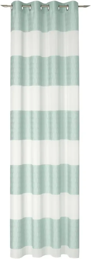 Tab-top Curtain, Polyester, Turquoise/Off-White, 245 x 137 cm