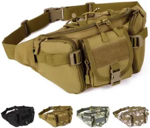 Tactical Waist Bag for Men Women Military Fanny Pack Outdoor Traveling Hiking Hunting Fishing Hip Bum Bag, Brown