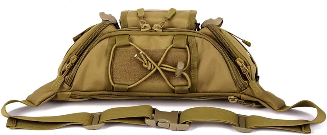 Tactical Waist Bag for Men Women Military Fanny Pack Outdoor Traveling Hiking Hunting Fishing Hip Bum Bag, Brown