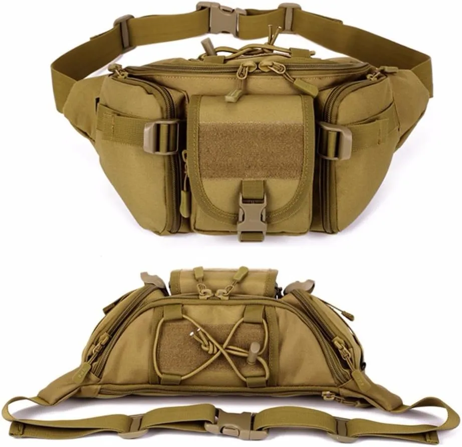 Tactical Waist Bag for Men Women Military Fanny Pack Outdoor Traveling Hiking Hunting Fishing Hip Bum Bag, Brown