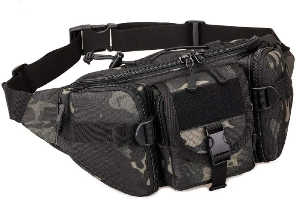 Tactical Waist Bag for Men Women Military Fanny Pack Outdoor Traveling Hiking Hunting Fishing Hip Bum Bag, Dark Camo