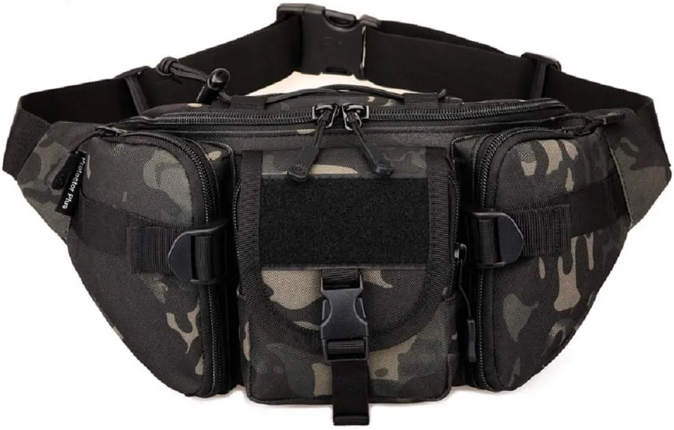 Tactical Waist Bag for Men Women Military Fanny Pack Outdoor Traveling Hiking Hunting Fishing Hip Bum Bag, Dark Camo