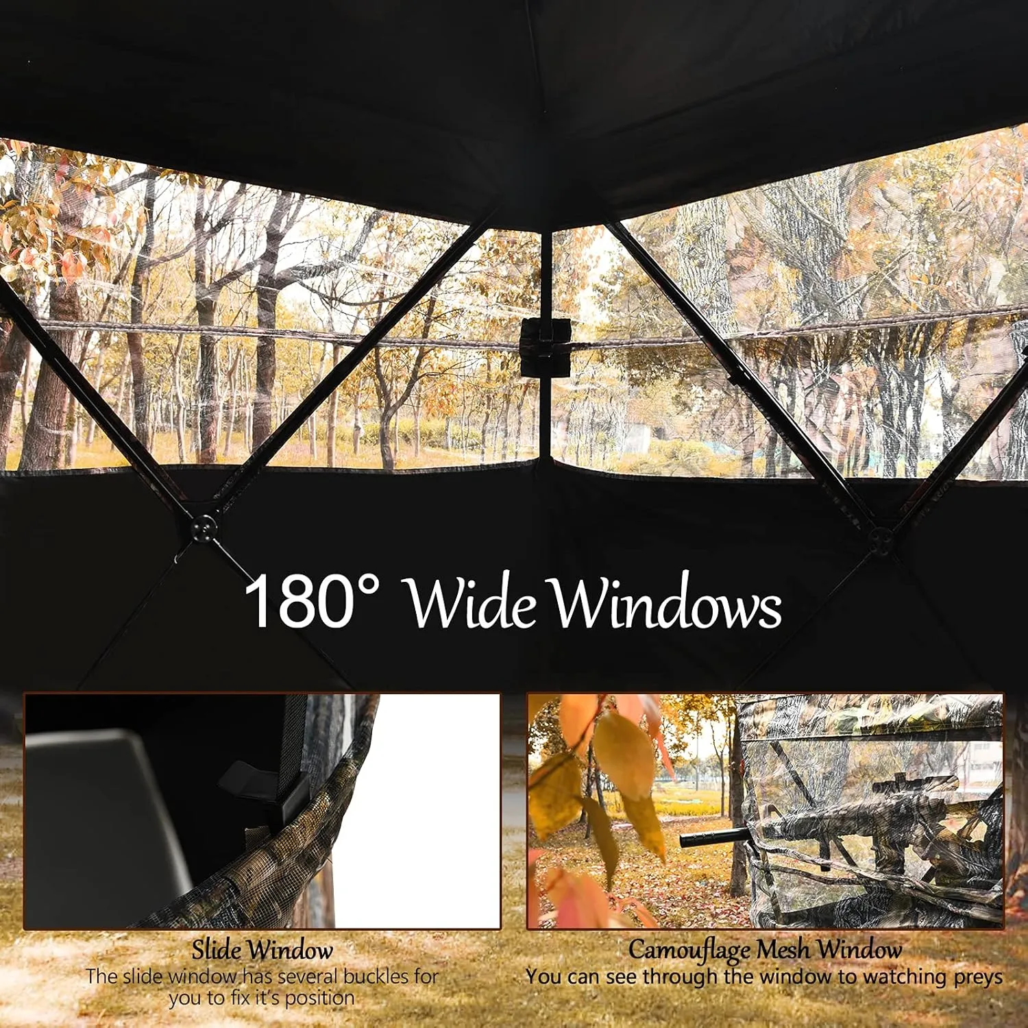 Tangkula 3 Person Pop up Ground Blind, Portable Hunting Blind with Mesh Windows, Carrying Bag & Ground Stakes, Camouflage Hunting Tent with Hub System, Camo Deer Blinds for Hunting