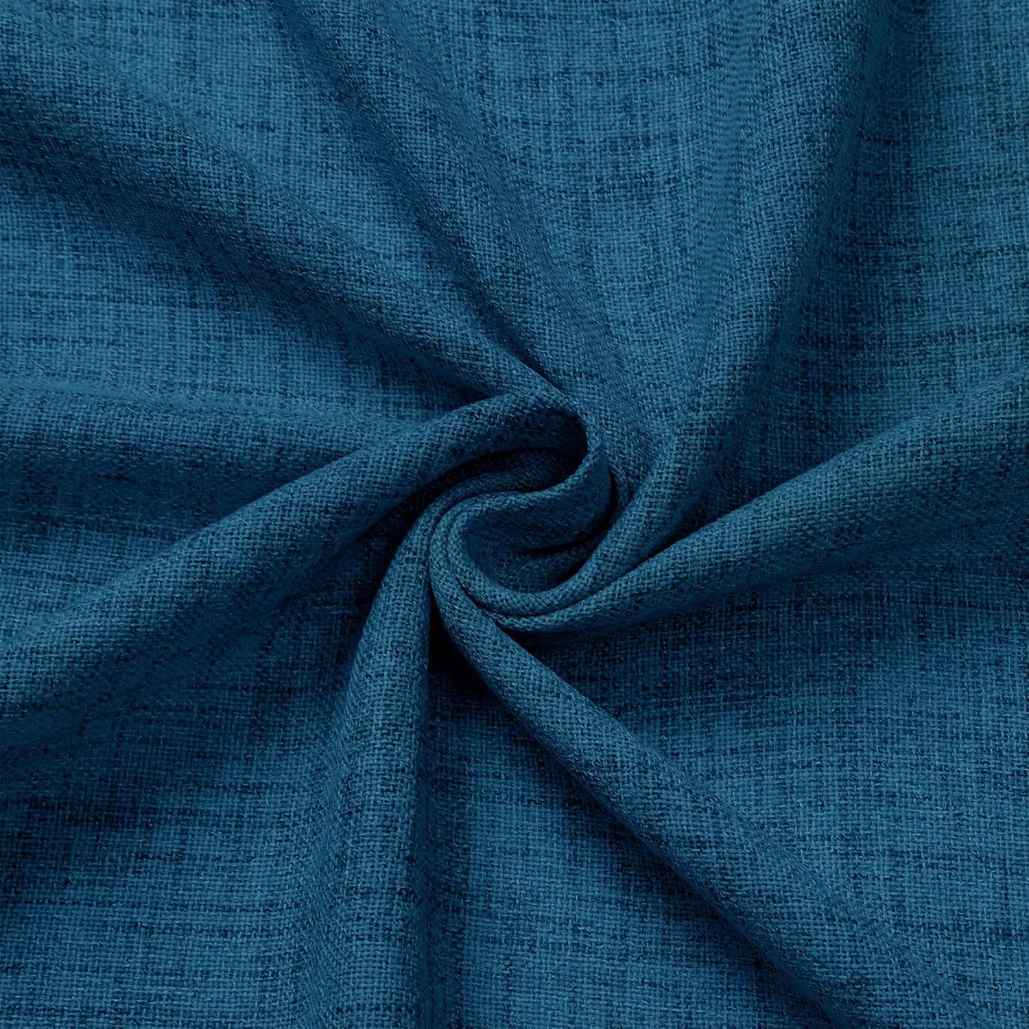 Tollpiz Short Linen Curtains Bedroom Rod Pocket Semi Sheer Curtain Burlap Light Filtering Thick Linen Drapes for Living Room, 38 x 45 inches Long, Classic Blue, Set of 2 Panels