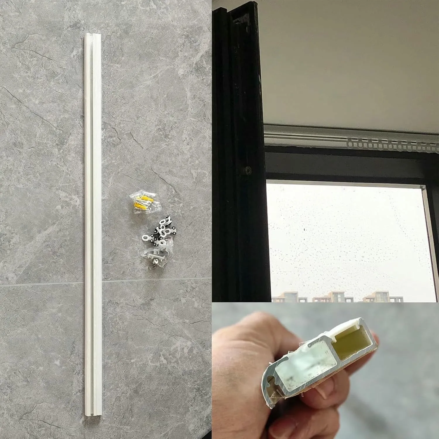 Ultra-thin Ceiling Track for Curtains, Ceiling Curtain Track Set, Ceiling Track for Curtains-Room Divider - Curtain Track, Slide Quietly Curtain Track Rail for Inward-opening Window(White,3.3m(10.8ft)